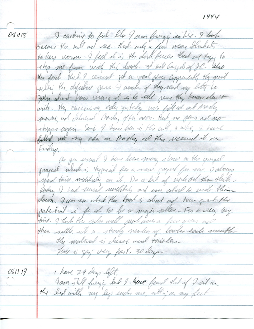 Dr John WorldPeace 2008 Prison Journal